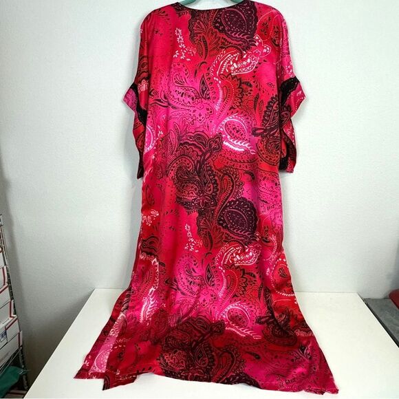 Oscar de la Renta Pink Label Zip Up Pink Satin Caftan S/M - Picture 6 of 10